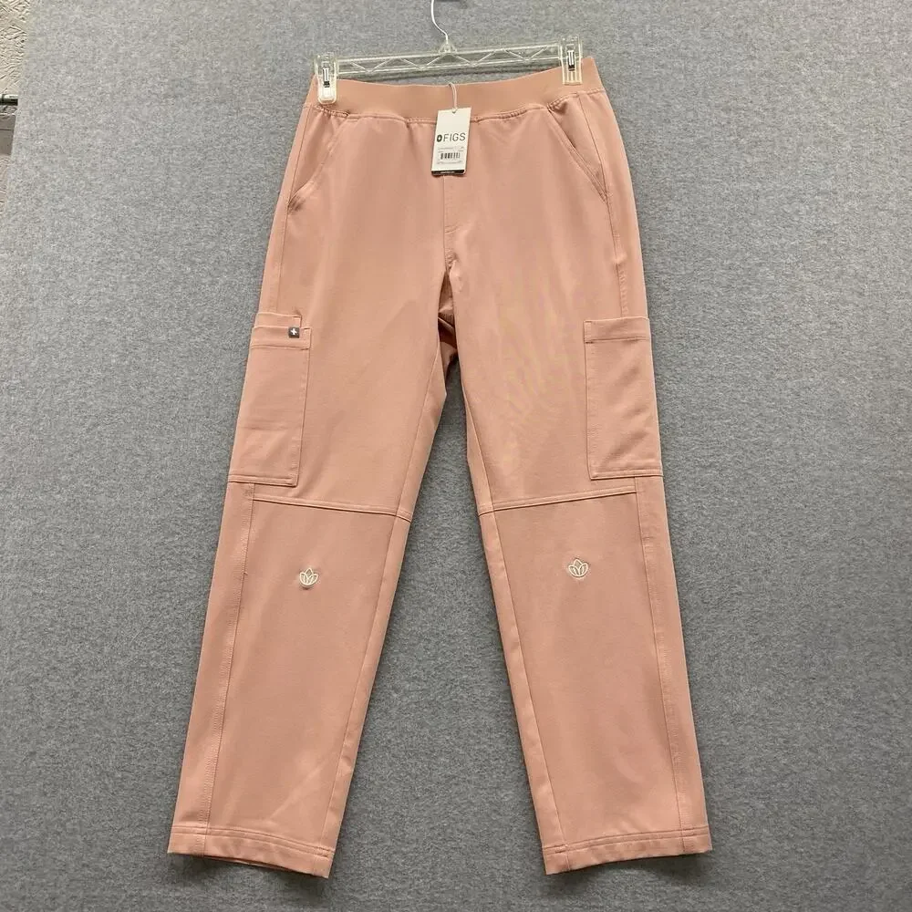 FIGS Axim Cargo Scrub Pants Mens Small Short PO 5751 Pink Sand Medical Nurse NWT